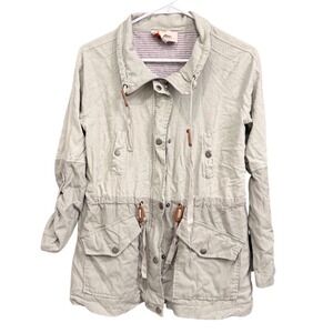 Blu Pepper‎ Women's M Olive Green Utility Anorak Jacket Drawstring Lightweight